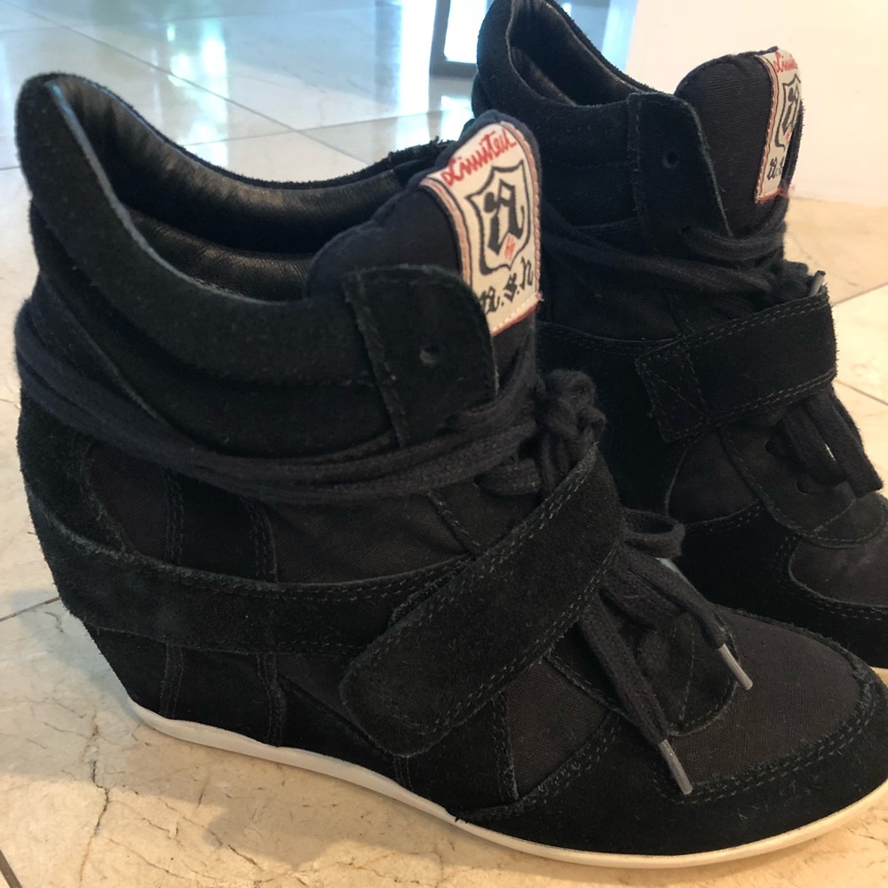 ASH Bowie | Black Suede wedge sneakers